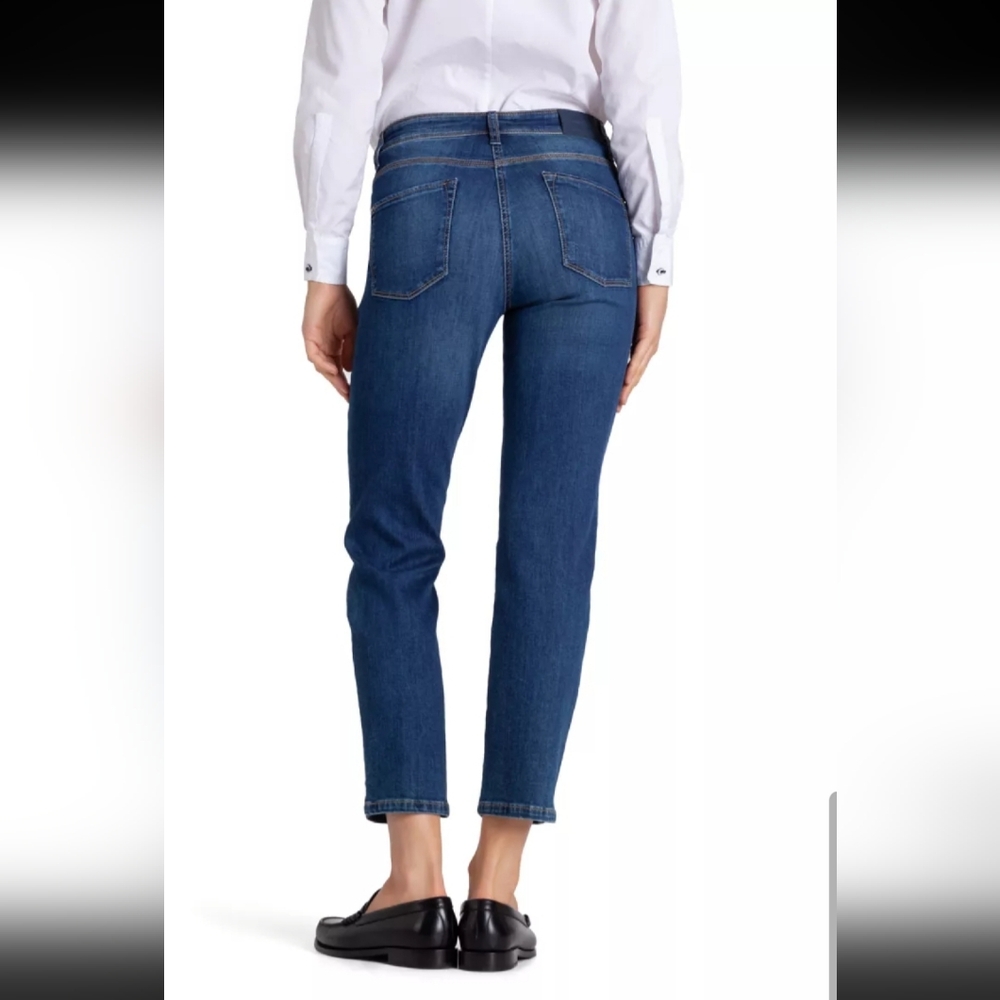 Cambio Piper Short Straight Fit Women's Jeans in Medium Blue Denim 10s
